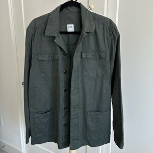 Zara men’s green over shirt relaxed fit sz M